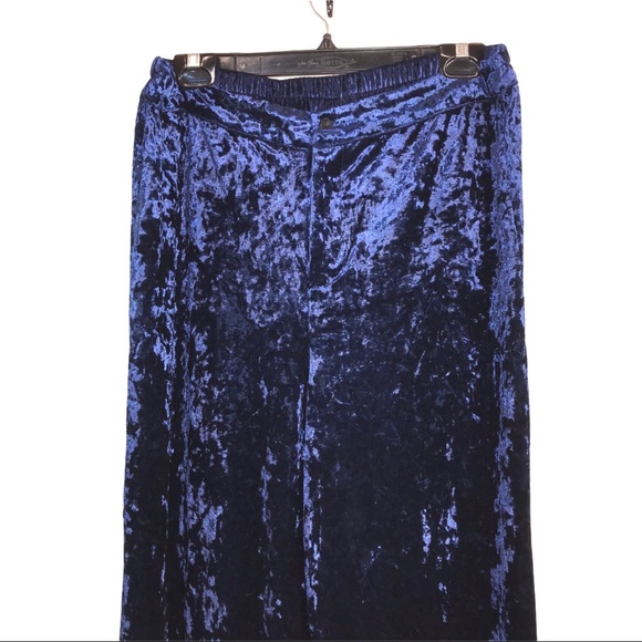 Midnight Blue Crushed Velvet Pants - Picture 3 of 8